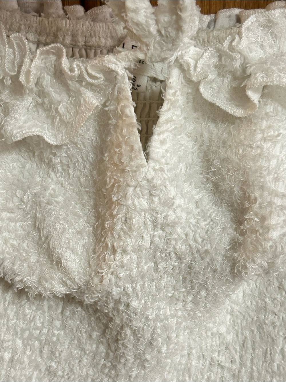 Le Lis Cream Textured Off-Shoulder Ruffle Top - Picture 4 of 5
